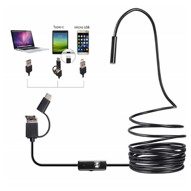 ENDOSCOPIO IMPERMEABILE 3 IN 1 - 2 MT - VIDEOCAMERA DI ISPEZIONE USB
