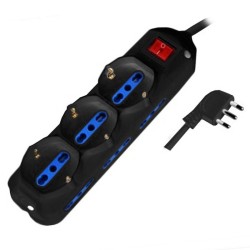 MULTIPRESA 9 POSTI BIPASSO + BIPASSOSCHUKO SPINA16A + INTERR PEM2513-BK NERA