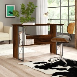 SCRIVANIA PER COMPUTER SCRITTOIO SALVASPAZIO IN STILE INDUSTRIALE CON STRUTTURA ACCIAIO E LEGNO MARRONE ICA-TB-3524C