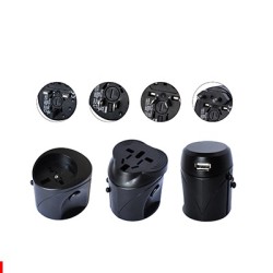 ADATTATORE DA VIAGGIO UNIVERSALE 10A CON SPINE EUUKUSAUS PES501076-BK