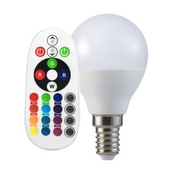 LAMPADINA A LED BULBO 35W E14 P45 CONTROLLO LUMINOSITA RF ATTENUABILE RGB + 4000K 2776
