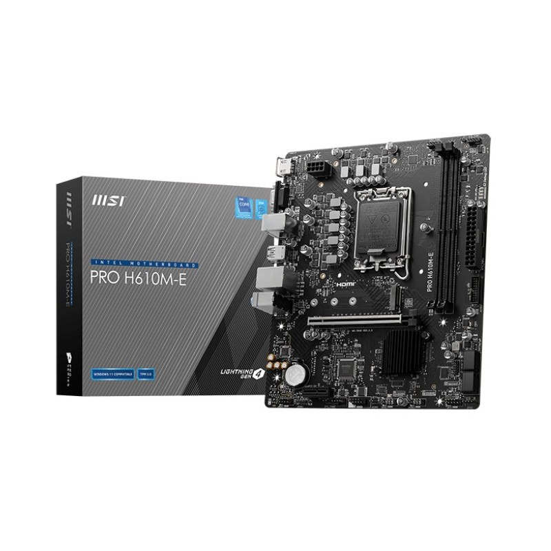 MB MSI PRO H610M-E DDR5 ST1700 MATX 2D5 1M2 1HDMI 1D-SUB 1PCIE