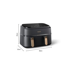 FRIGGITRICE AD ARIA DUAL BASKET 9L 15KG CON DOPPIO CESTELLO