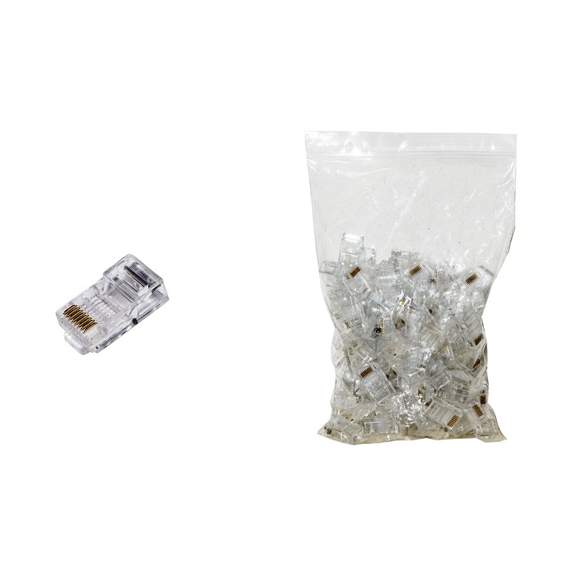CONFEZIONE 100 PZ CONNETTORI 8 POLI PLUG RJ45 CAT5E UTP 100PZ LKPL85U