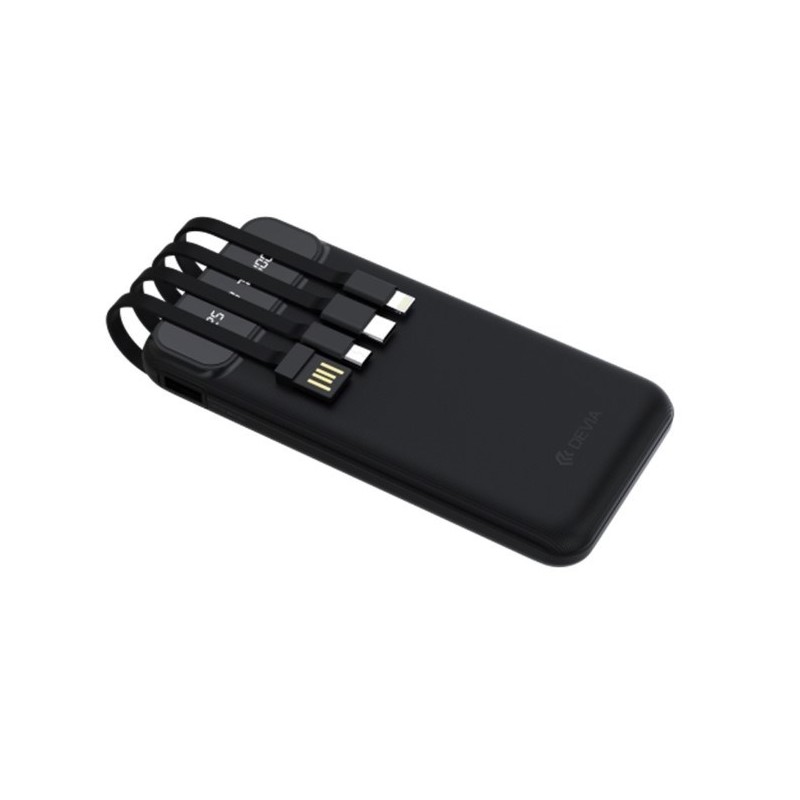 POWER BANK KINTONE 2A 10000 MAH CON 4 CAVI INTEGRATI DEPKC10786B NERO