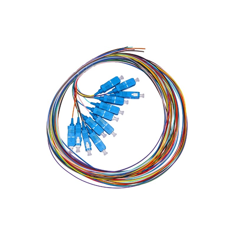 SET 12 CAVI PIGTAIL FIBRA OTTICA COLORATI CONNETTORI SC SINGLEMODE SIMPLEX MT 2 LKSC12PTS