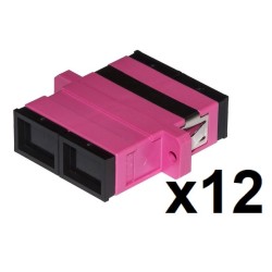CONFEZIONE 12 ADATTATORI FIBRA OTTICA SCSC MULTIMODE DUPLEX OM4 LKSCD412