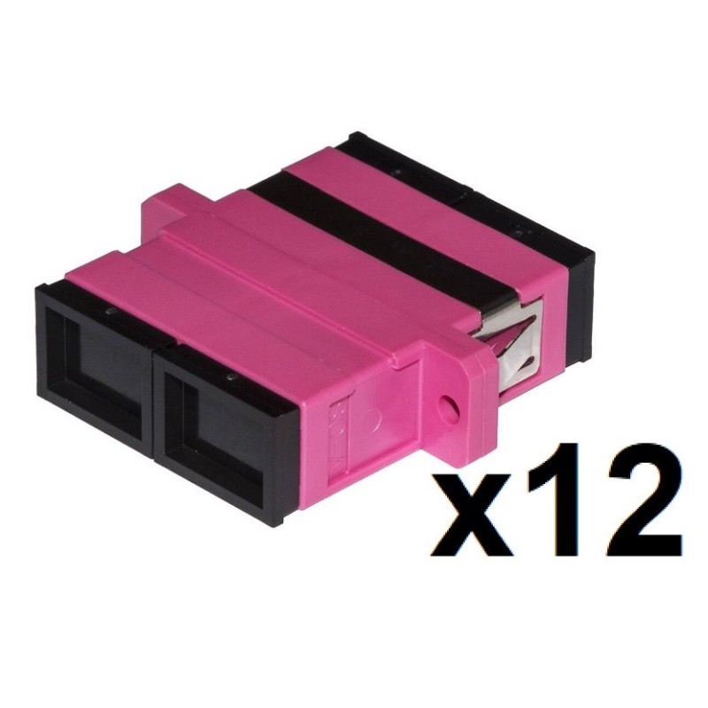 CONFEZIONE 12 ADATTATORI FIBRA OTTICA SCSC MULTIMODE DUPLEX OM4 LKSCD412