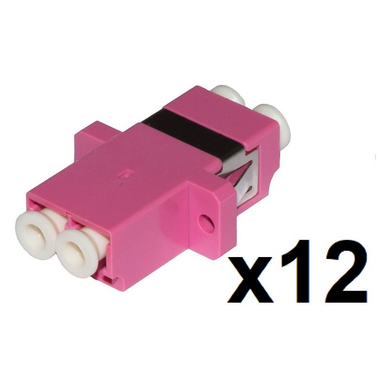CONFEZIONE 12 ADATTATORI FIBRA OTTICA LCLC MULTIMODE DUPLEX OM4 LKLCD412