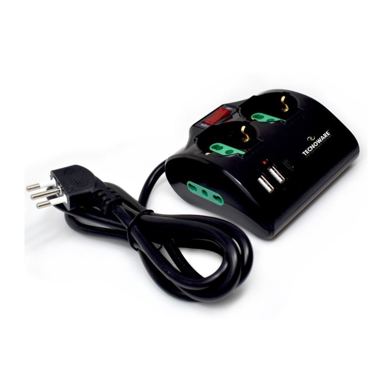 MULTIPRESA POWER CLEANER 4 INGRESSO ITALIA - 2 USCITE ITALIASCHUKO - 2 USCITE ITALIA 1016A - PORTE USB - TOGETHER ON FMP4IIGUSB