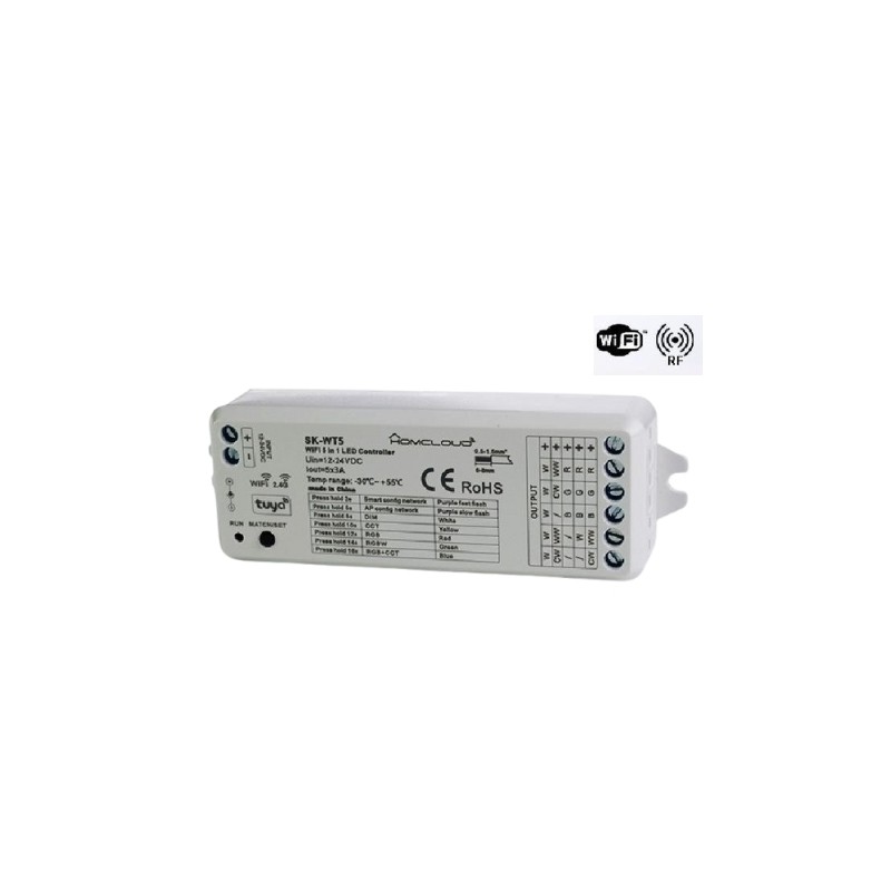 RICEVITORE DIM 1224V DC 5CH3A WI-FI+RF24G RGB+CCT SK-WT5