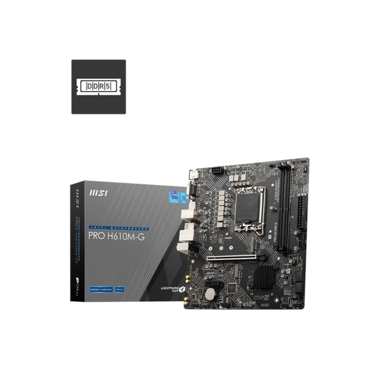 MB MSI PRO H610M-G DDR5 ST1700 MATX 2D5 1M2 4S3 1HDMI 1DP 1VGA 1PCIE
