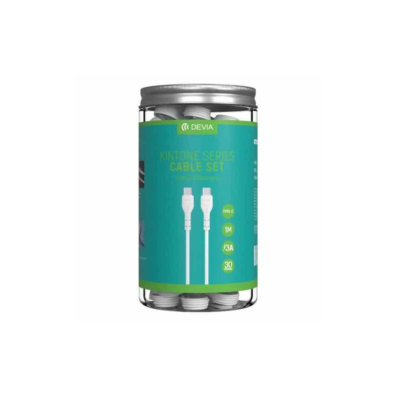 CONFEZIONE IN BARATTOLO 30 CAVI BULK USB TYPE-C 5V 3A BIANCHI 1MT DECBOXC584