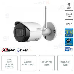 CAMERA IP 2MP WIFI BULLET 36MM IR30M IP67 MICROSD 12V