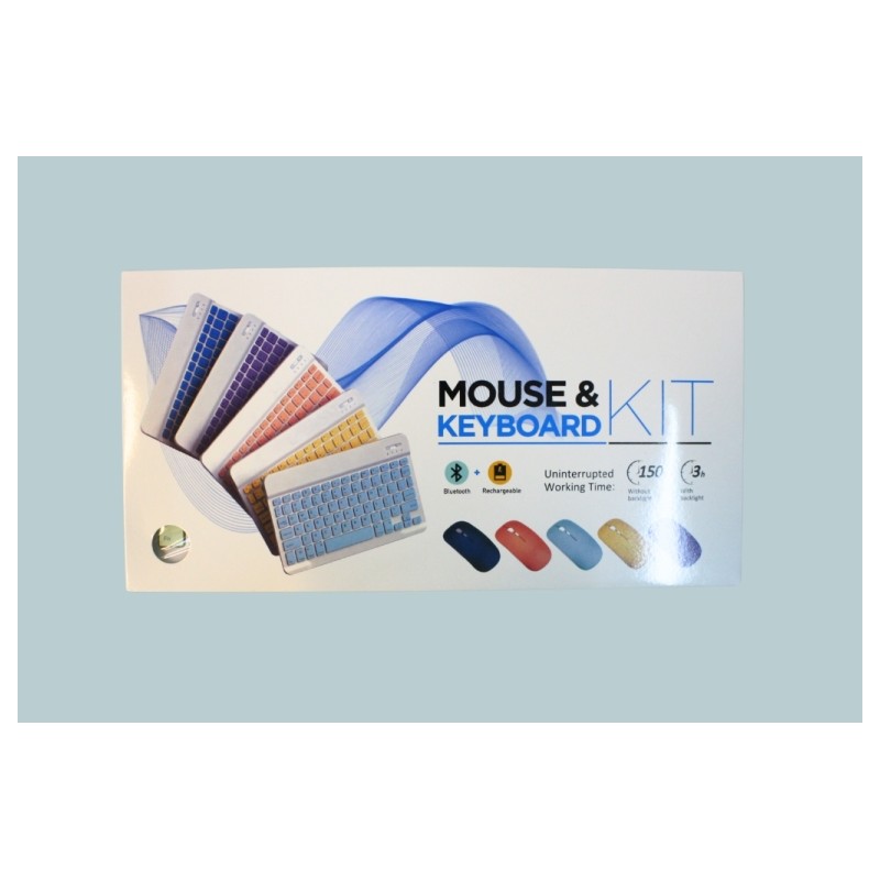 KIT MINI TASTIERA E MOUSE BLUETOOTH WIRELESS BT028 ROSA