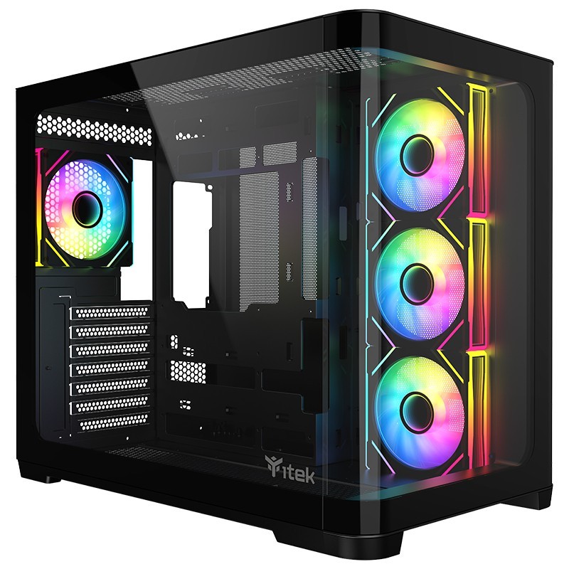 CASE GAMING DARK CAVE CURVED ITGCADCCB - NO ALIMENTATORE - DESIGN CURVO - NERO