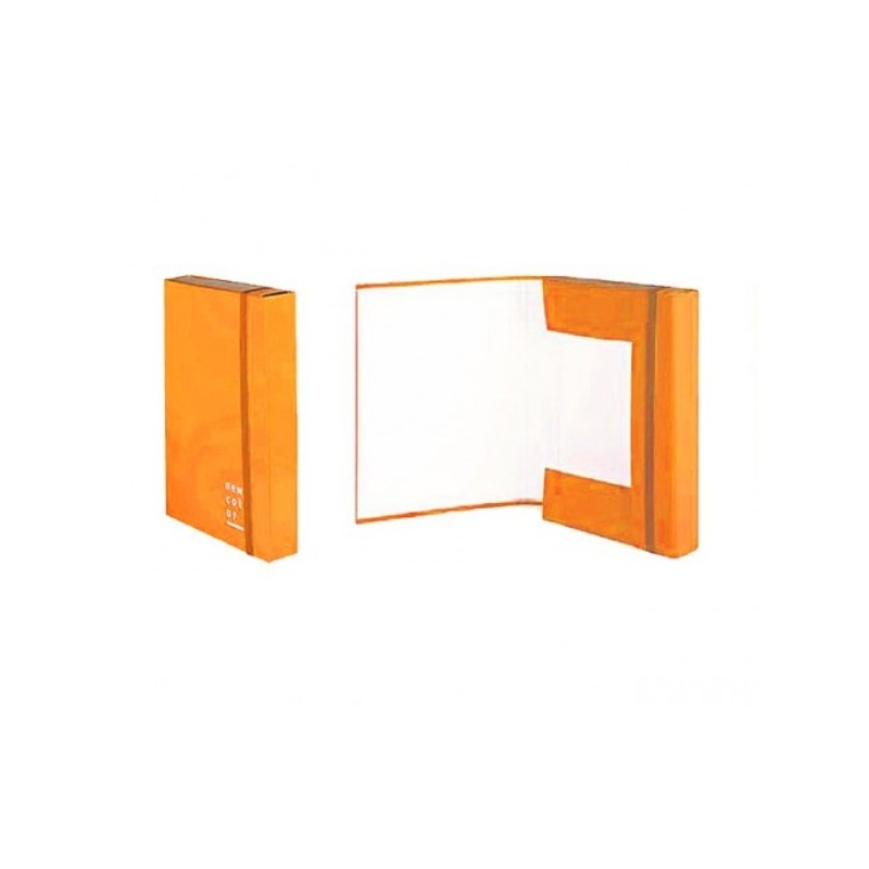 CARTELLA CON ELASTICO 3 LEMBI DORSO ARANCIO 3CM