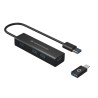 HUB USB 30 4 PORTE BK 4USB A + ADATTUSB C ALLUMINIO