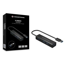 HUB USB 30 4 PORTE BK 4USB A + ADATTUSB C ALLUMINIO