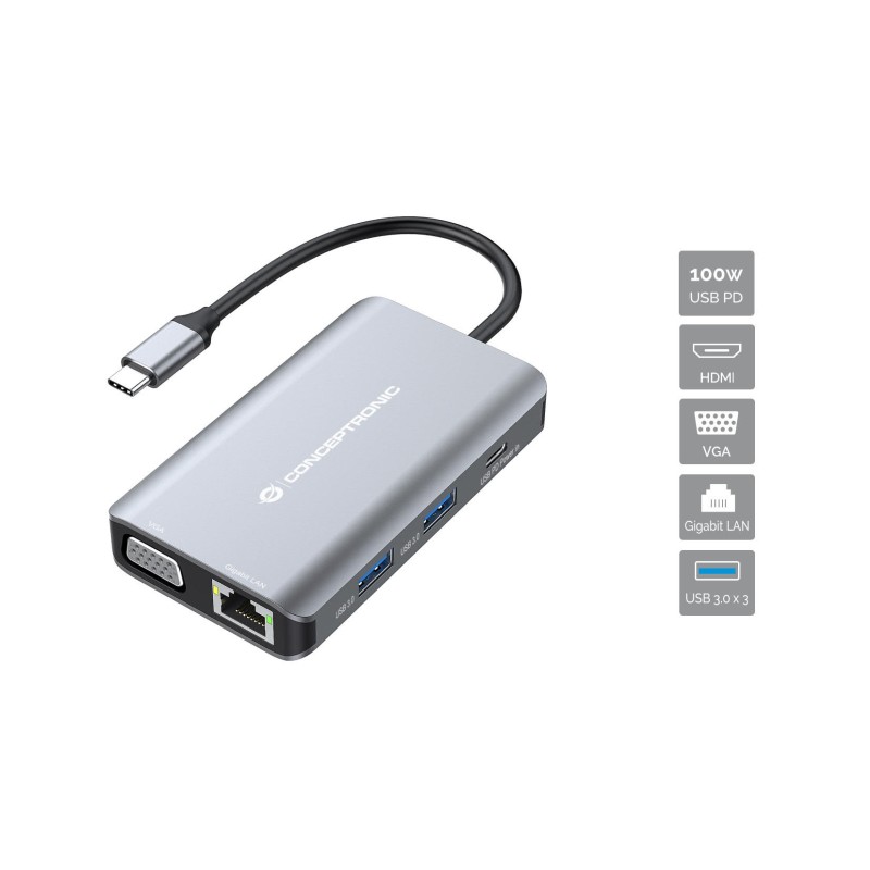DOCKING STATION TYPE C 7IN1 1HDMI1VGA3USB 301USB C PD