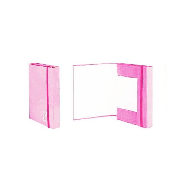 CARTELLA CON ELASTICO 3 LEMBI DORSO ROSA 3CM