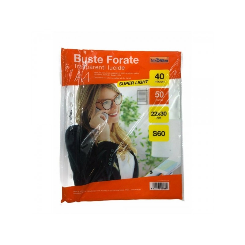 BUSTE FORATE A4 22X30 15 - 50 PEZZI 01NIK012