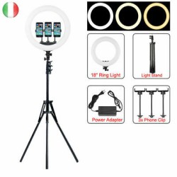 ANELLO DA ILLUMINAZIONE RING FILL LIGHT 18 LED CON CAVALLETTO INCLUSO Q-1800+Q-L001