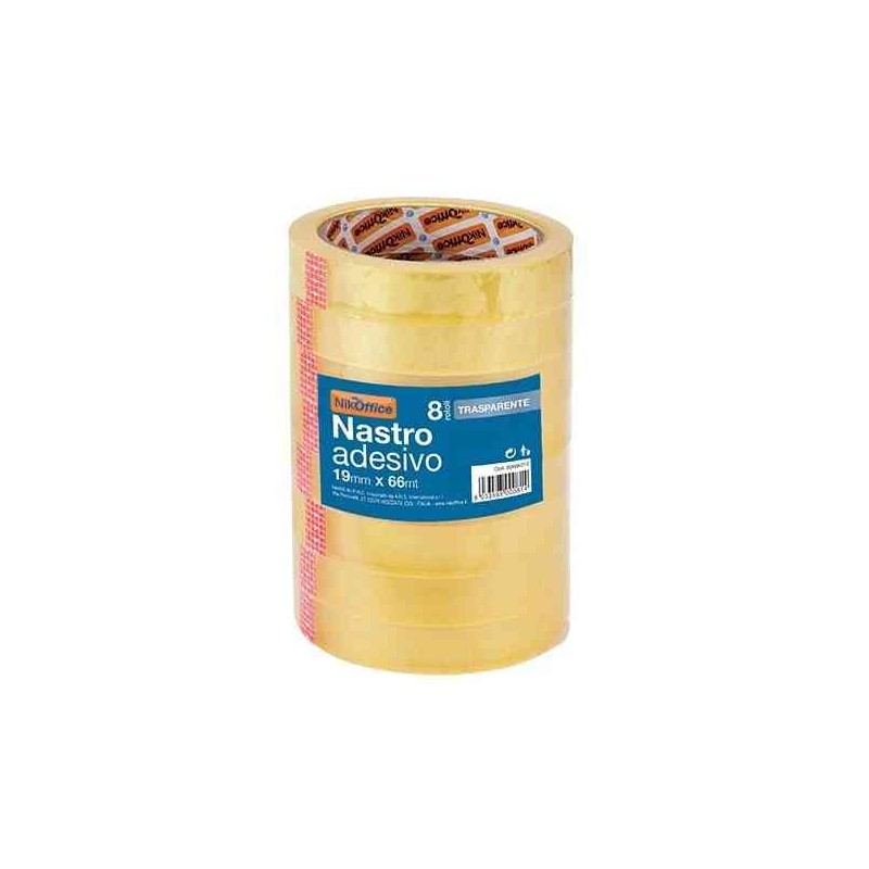 NASTRO ADESIVO 19MM X 66MT TRASPARENTE 8 PEZZI