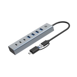 HUB USB 32 7 PORTE BK ALLUMINIO 4USB A2USB C + ALIMENTATORE