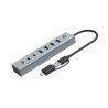 HUB USB 32 7 PORTE BK ALLUMINIO 4USB A2USB C + ALIMENTATORE