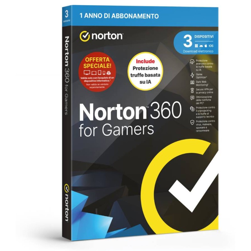 ANTIVIRUS GAMERS 2026 3D 50GB1Y NORTON GAMERS ANTITRUFFA 3D1Y50G