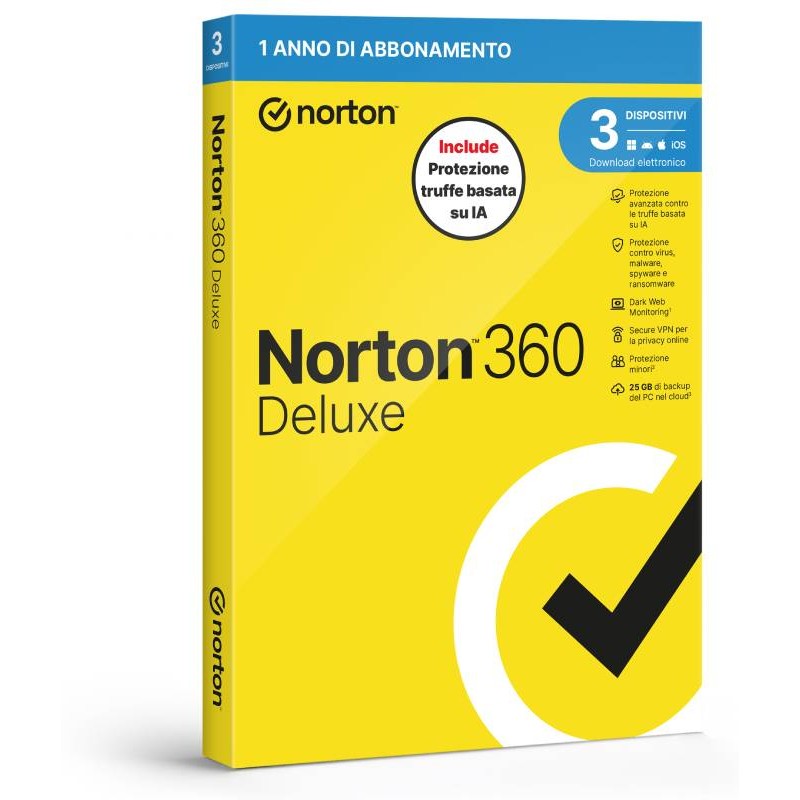 ANTIVIRUS DELUXE 2026 3DEV 25GB 12M NORTON DELUXE  ANTITRUFFA 3D1Y25G