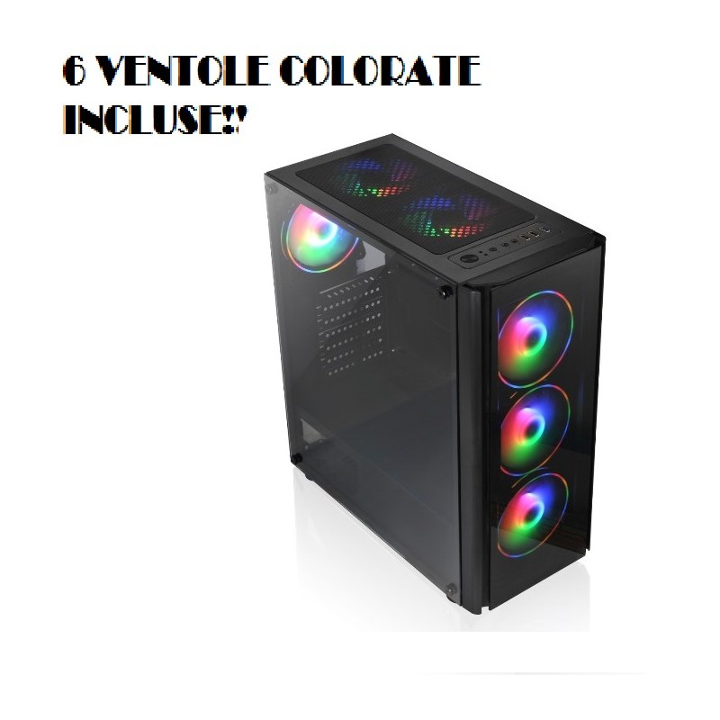 CASE GAMING TX-192-11 M-ATX CON 6 VENTOLE COLORATE INCLUSE