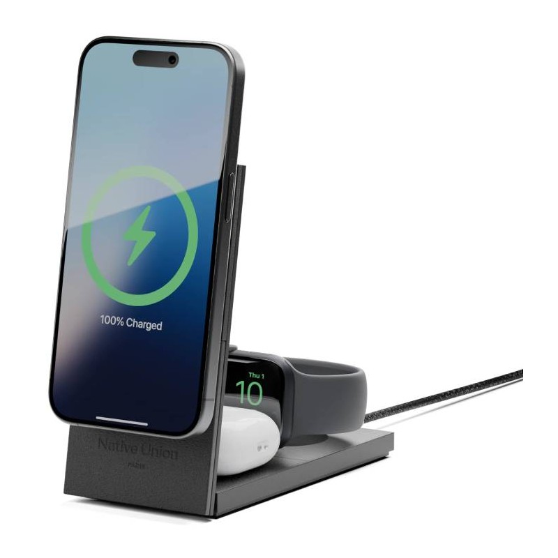 BASE WIRELESS 15W IPHONEAIRPO INT APPLE WATCH RISE 3-IN 1 QI2  NERO
