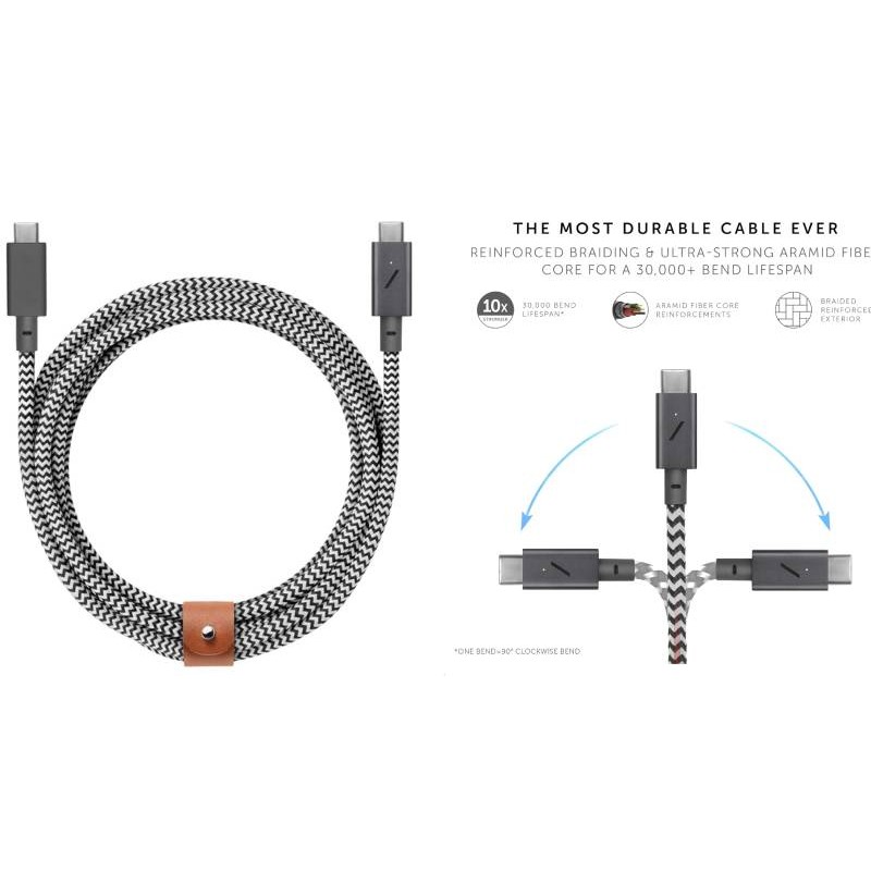 CAVO BELT PRO CON FIBBIA 24M-240W USB-CUSB-C- ZEBRA