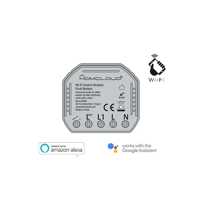 MODULO PULSANTE INTELLIGENTE WI-FI DA INCASSO AS-SBM1