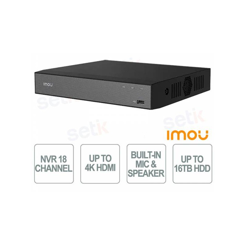 NVR 18CH IP 10MP H265 4K UHD BID VGA HDMI HD16TB ONVIF