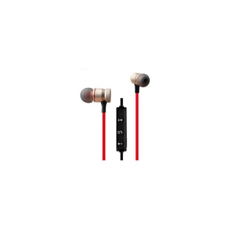 AURICOLARI CUFFIA SOUND STEREO WIRELESS SPORTS CON MICROFONO E CONTROLLI - ROSSOBIANCO