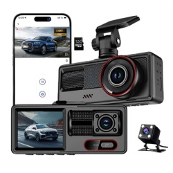 TELECAMERA DASH CAM BLACK BOX DVR RECORDER PER AUTO - 3 CANALI - 1080P WIFI