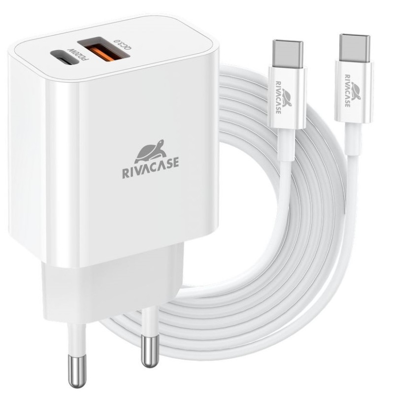 ALIMENTATORE 1USB-C 1USB 20W COMPATIBILE IPHONE WHITE