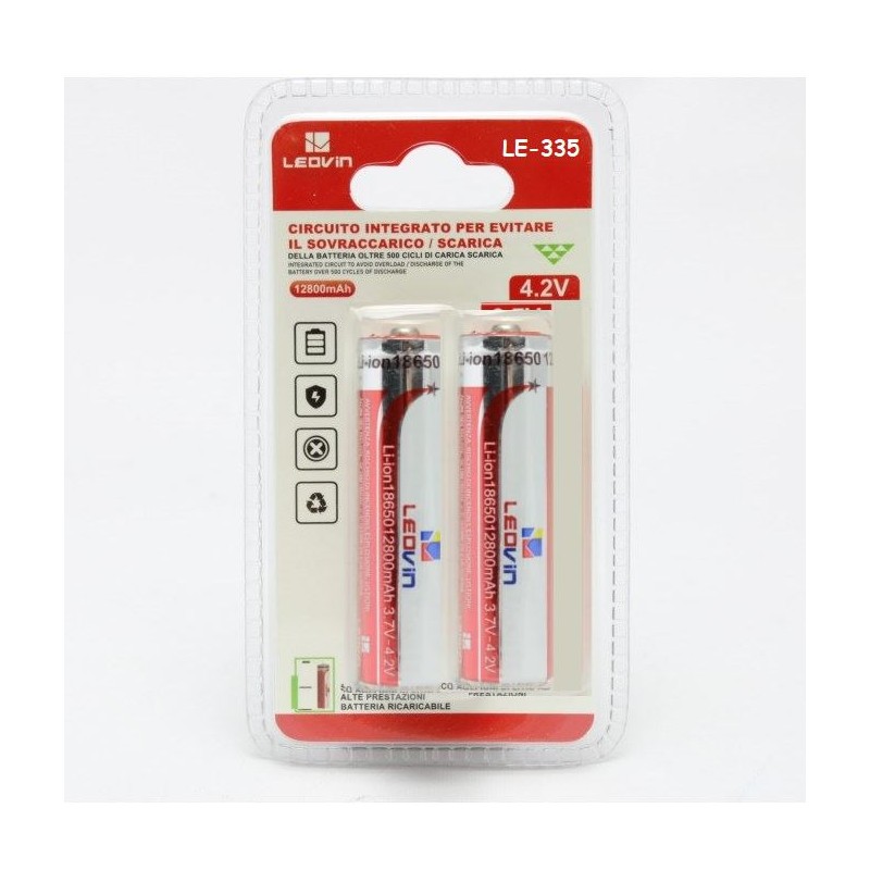 BATTERIA AL LITIO 18650 37V 12800MAH 2PZ CON POLI LE-335