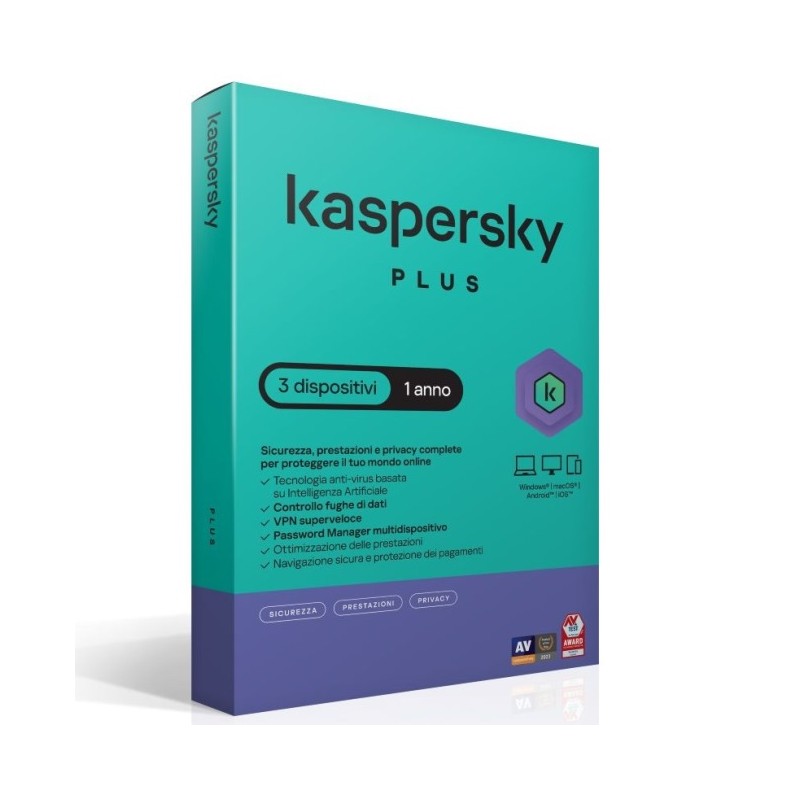 SOFTWARE SUPERSLIMBOX PLUS ANTIVIRUS FIREWALL FULL 1 LICENZA 1 ANNO 3 DISPOSITIVI KL1042T5CFS-SSB