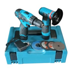 KIT TRAPANO ELETTRICO + SMERIGLATRICE ANGOLARE - BATTERIA 12V - SET COMPLETO NL-5827