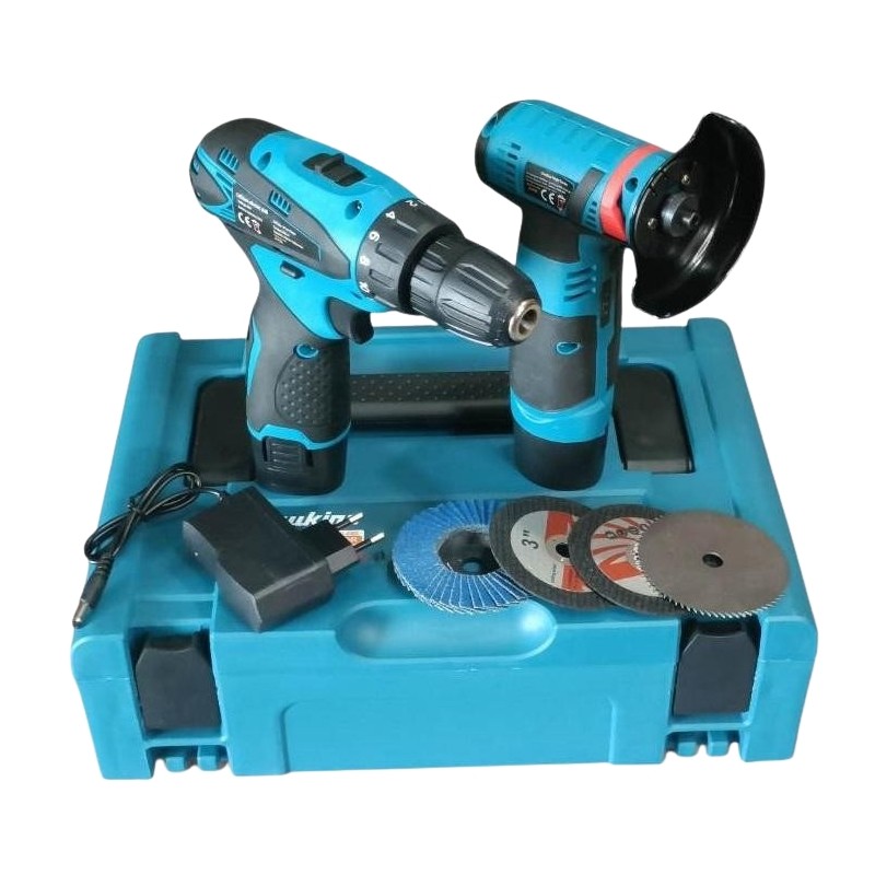 KIT TRAPANO ELETTRICO + SMERIGLATRICE ANGOLARE - BATTERIA 12V - SET COMPLETO NL-5827