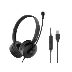 CUFFIA CMICROFONO USB BK CONTRREMOTO CAVO 2MT