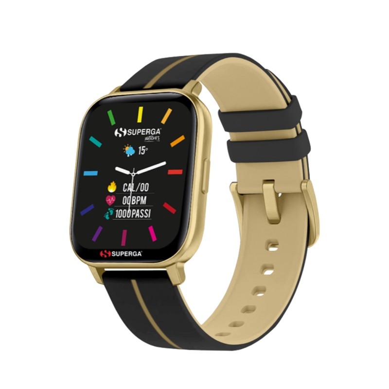 SMARTWATCH SWT-STC015 INK CINTURINO SILICONE NERO-GOLD  CASSA ALLUMINIO