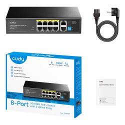 SWITCH RETE 8 PORTE POE + 2 PORTE UPLINK 10100MBPS 120W FS1010P