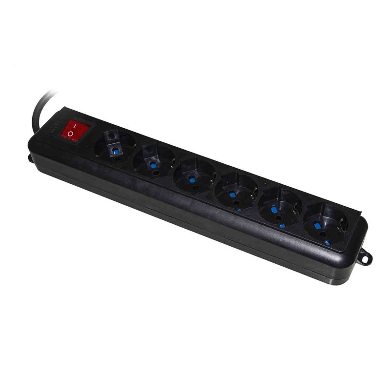 MULTIPRESA 6 POSTI SPINA ITASCHUKO 1016A + INTERRUTTORE LKMP06N NERO