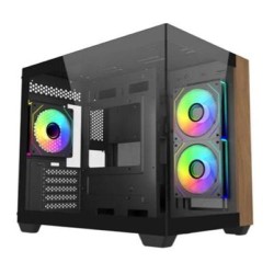 CASE MIDITOWER NO PSU WOOD 481BK VETRO SX - ATX MATX MITX - WOOK BK