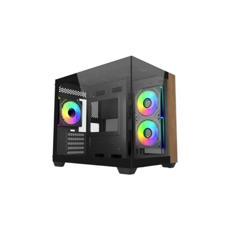 CASE MIDITOWER NO PSU WOOD 481BK VETRO SX - ATX MATX MITX - WOOK BK